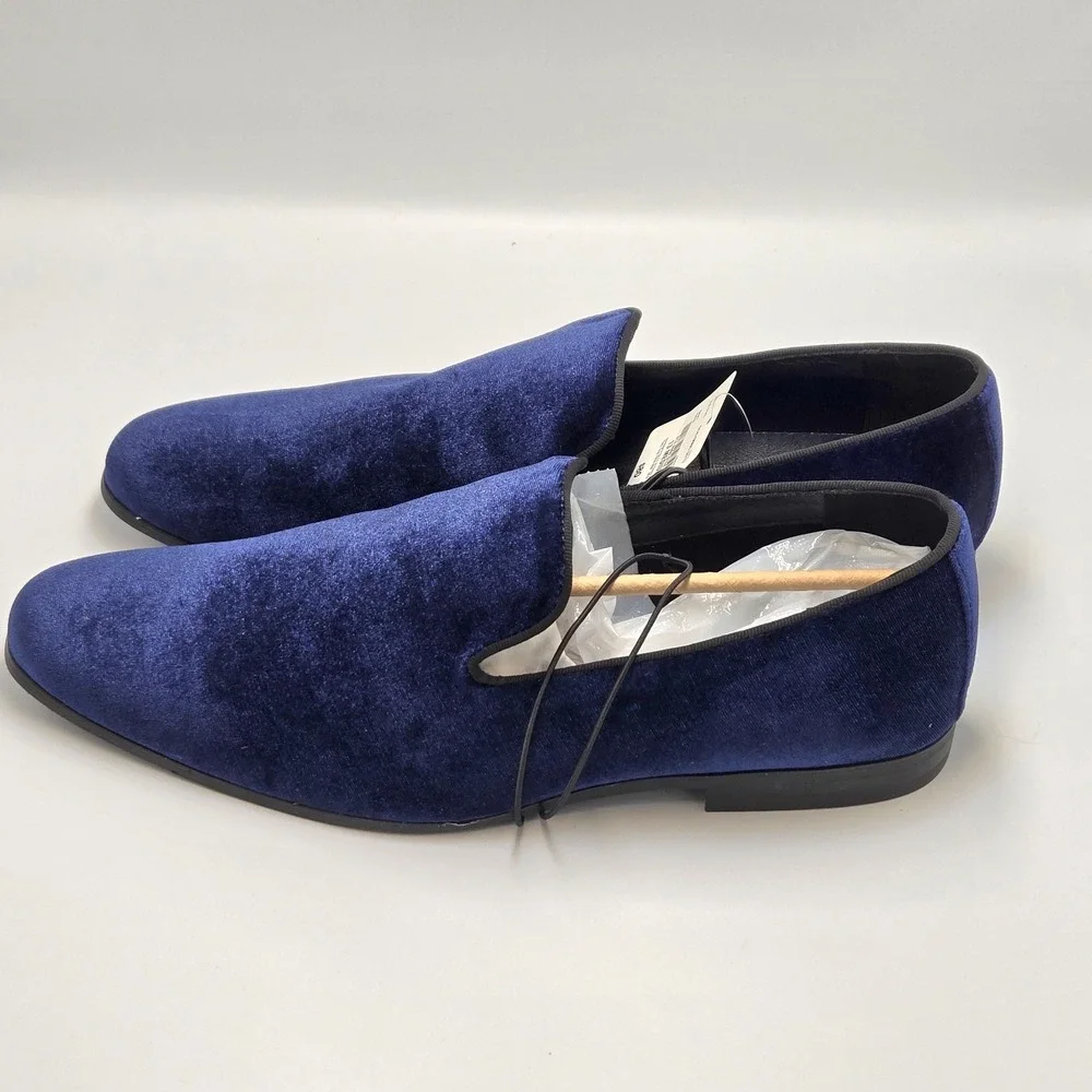 JF J Ferrar Kendrick Mens 13M Navy Dress Shoes Velvet Slip On‎